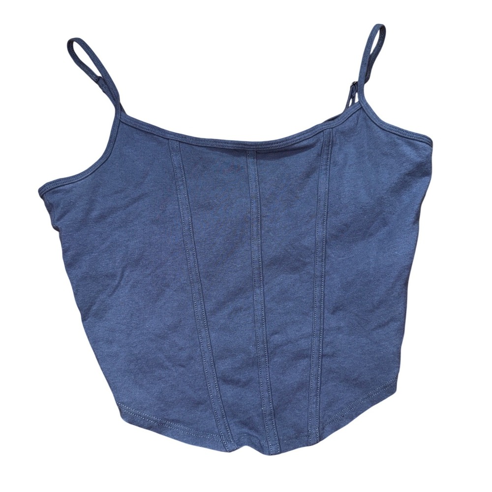 Hollister Navy Blue Corset Cami Top Must-Have‎ Collection Seamed Tank Medium Y2K